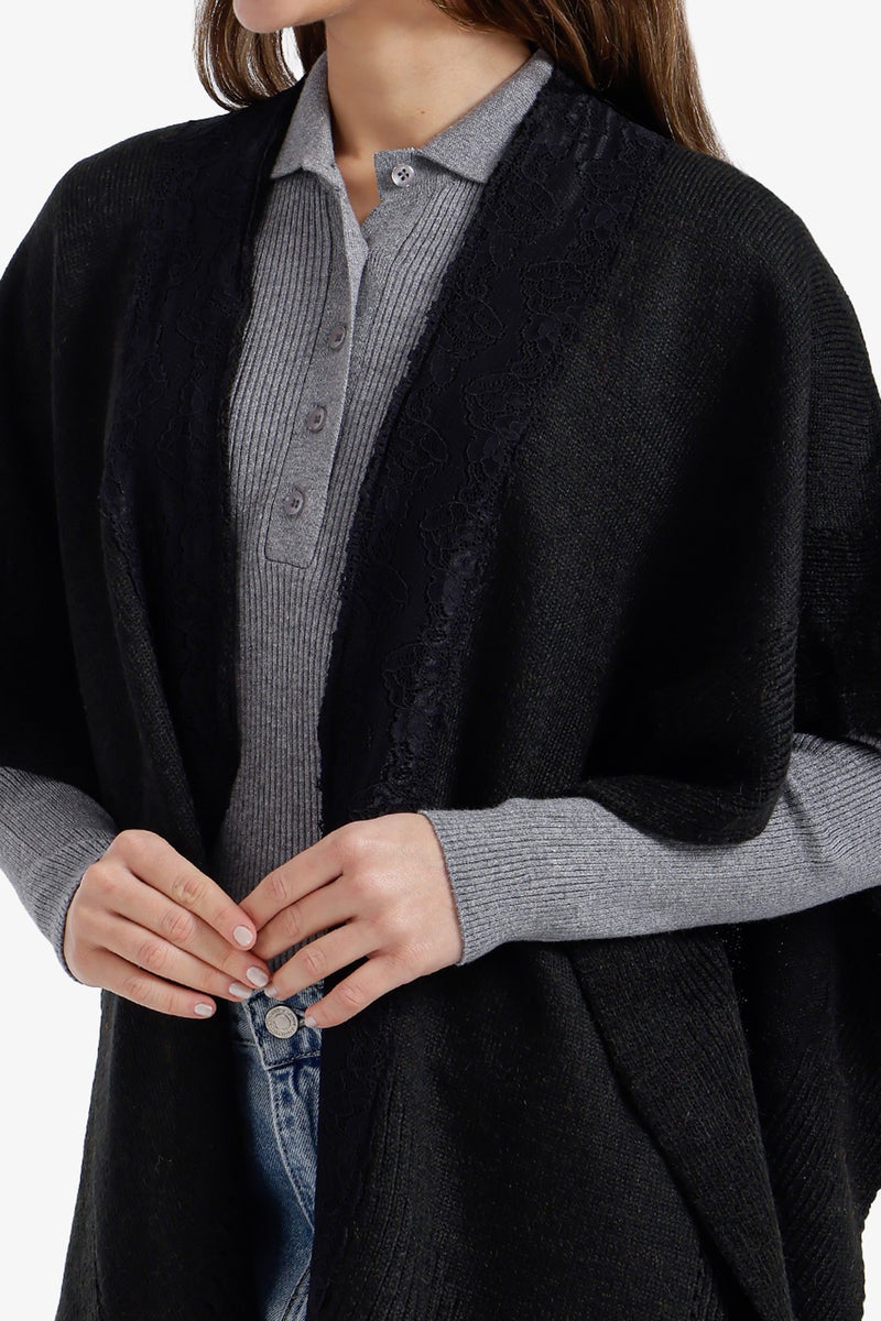 Carina Lace-Trim Asymmetric Poncho - Image 4